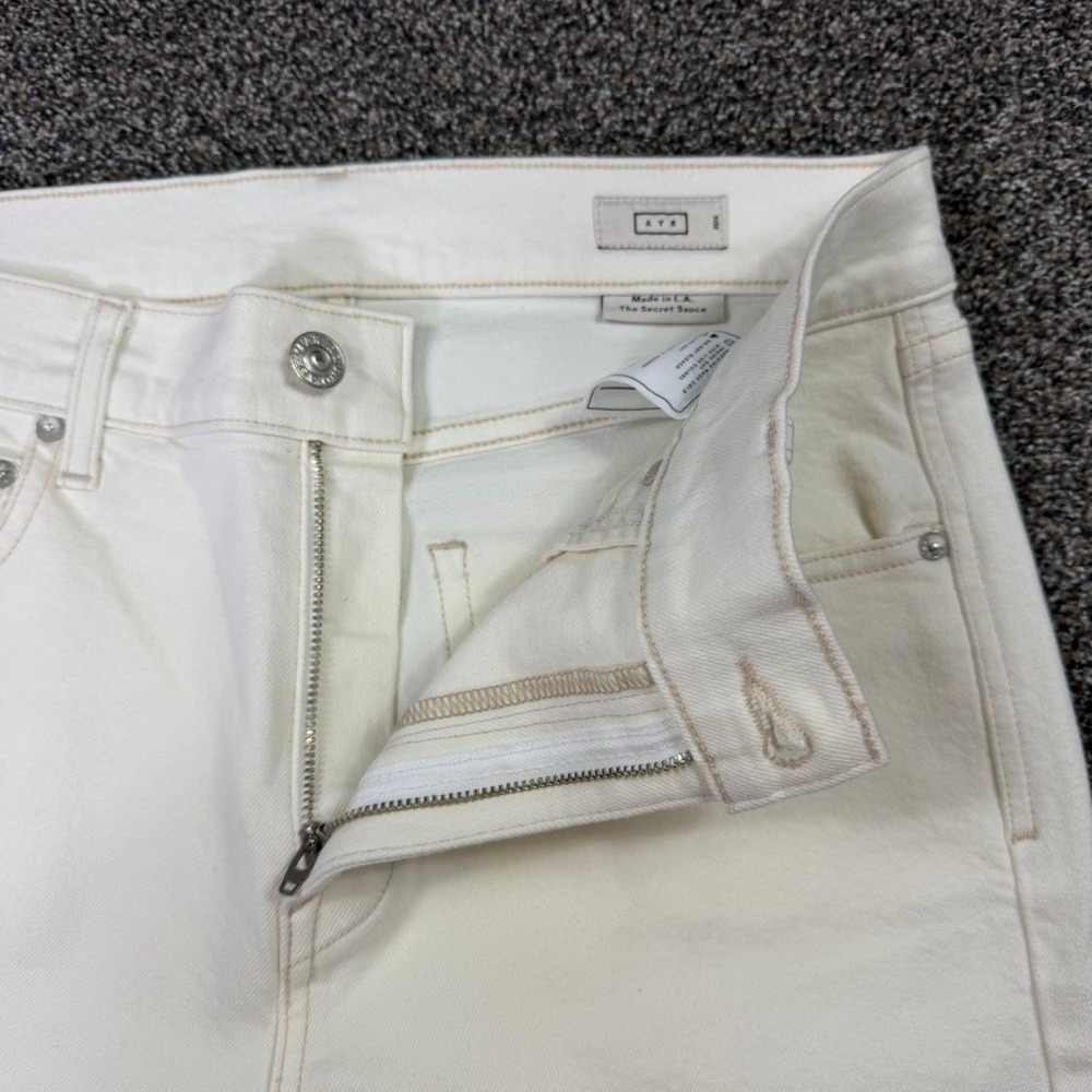 AYR The Secret Sauce Wide Leg Jeans Off White Cream High Rise Size 30S USA Made - Picture 3 of 13
